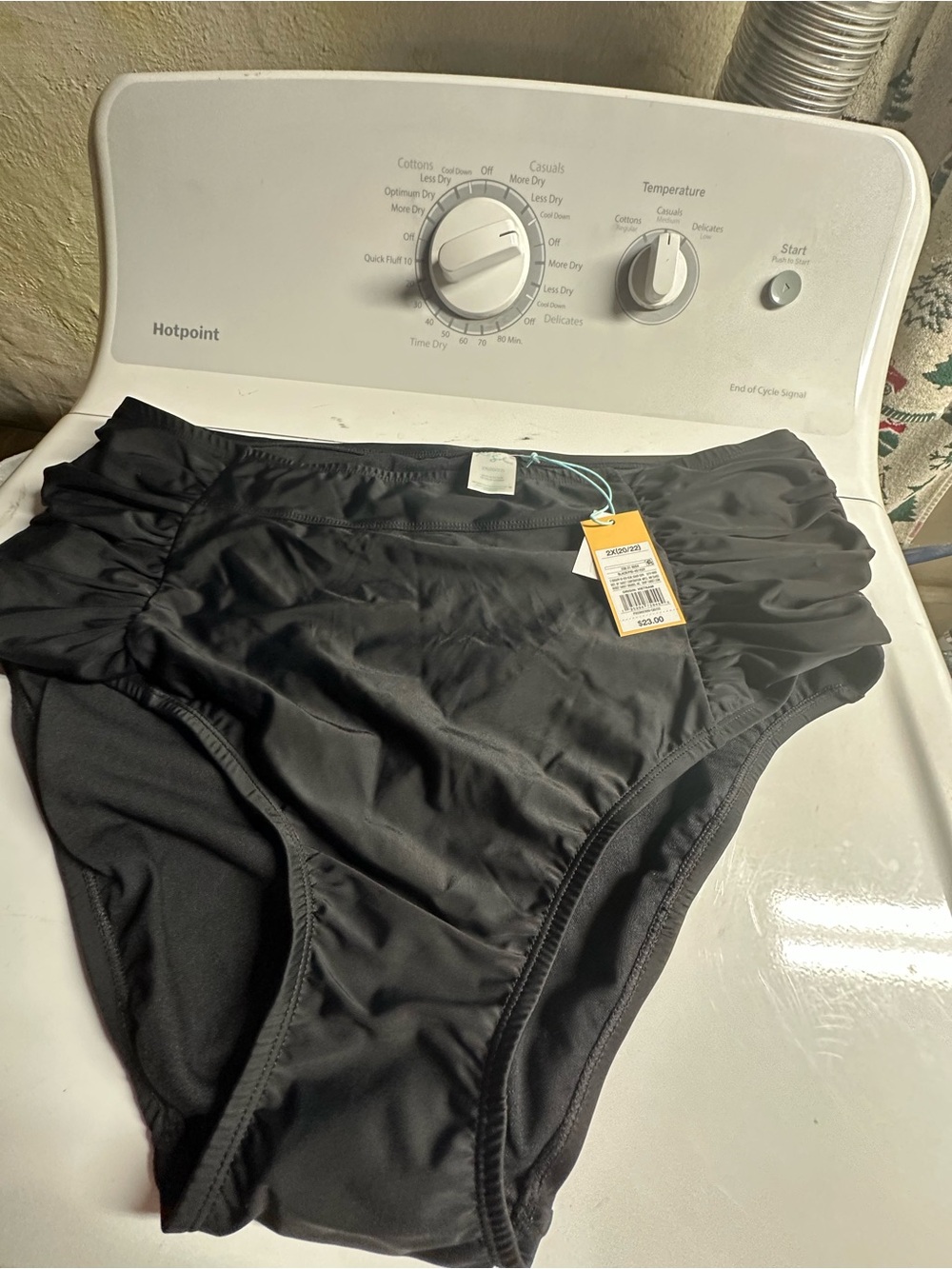 Black High-Waist Swim Bottoms with Side Ruching